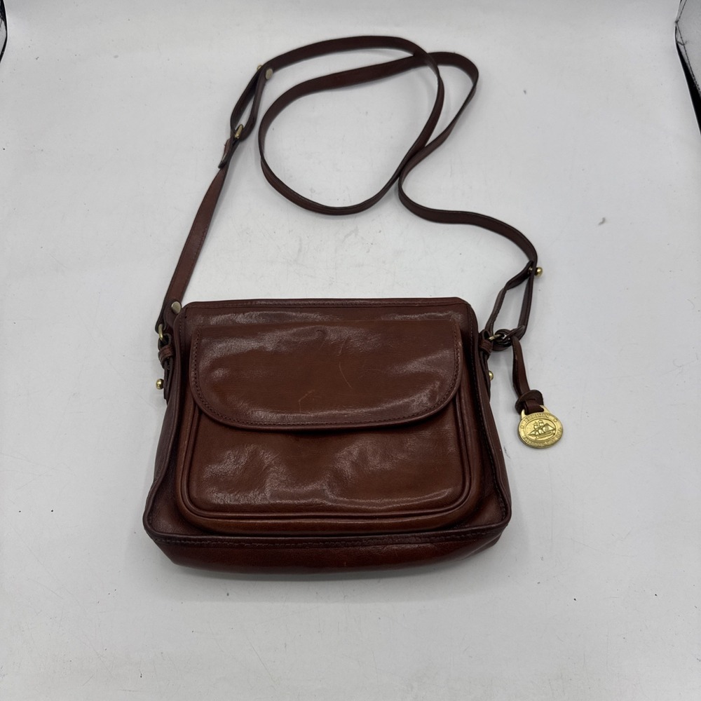 Vintage Brahmin Purse Leather Crossbody Cognac Shoulder Bag